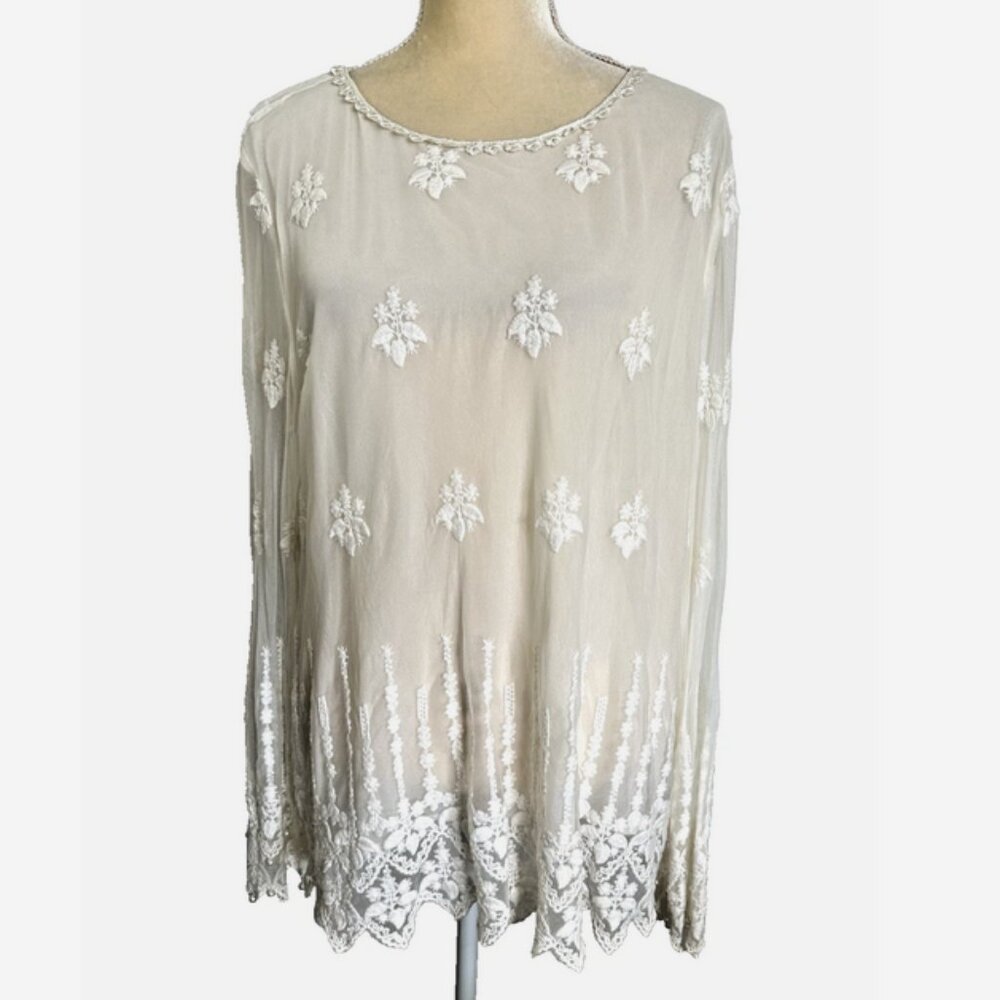 Toffee Apple Ivory Lace Top XL Victorian
